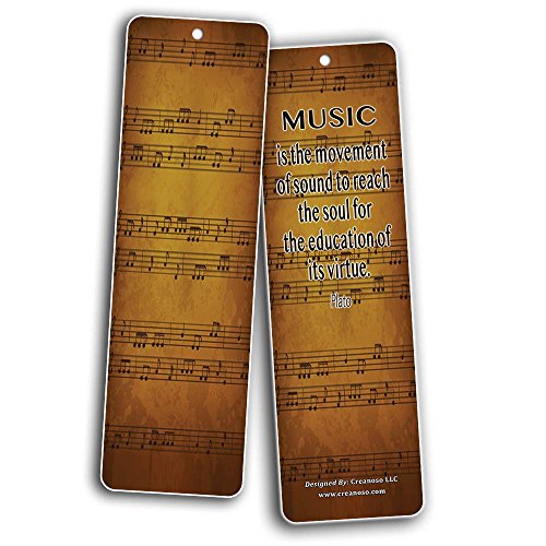 Creanoso Inspiring Music Quotes Bookmarks (30-Pack) Ã¢â‚¬â€œ Motivational Encouraging Quotes Ã¢â‚¬â€œ Great Musical Giveaways Gift Tokens for Musicians Guitarists - Positive Music Sayings for Men Women Teens