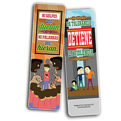 Creanoso Spanish Anti Bullying No Acoso Escolar Bookmarks (30-Pack) - Inspirational and Motivational Sayings Bookmarker Cards Ã¢â‚¬â€œ Assorted Pack Collection for Inspiring Book Reader and Lovers