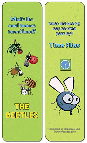 Creanoso Insect Puns Silly Hilarious Bookmarks Cards (30-Pack) - Assorted Designs for Children - Classroom Reward Incentives for Students - Stocking Stuffers Party Favors & Giveaways for Teens