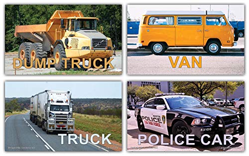 Creanoso Basic Transportation Vehicles Learning Flash Cards (60-Pack) â€“ Assorted Informational Language Mini Card Gift Set for Kids â€“ Unique Classroom Supplies â€“ Teacher Gifts â€“ DIY Kit