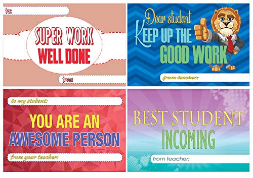 Creanoso Good Job Students Positive Postcards (60-Pack) â€“ Assorted Card Stock Bulk Set â€“ Premium Quality Appreciation Greeting Cards Stock â€“ Stocking Stuffers Gift for Teachers, Educators, Students