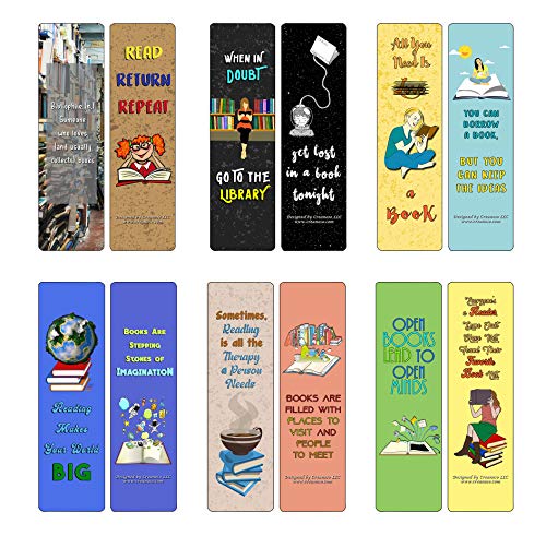 Creanoso Inspiring I Love Books Quote Sayings Postcards (30-Pack) â€“ Unique Greeting Card Bulk Pack Assorted Set â€“ Great Stocking Stuffers Gift for Bookworms, Bibliophiles, Men & Women, Teens