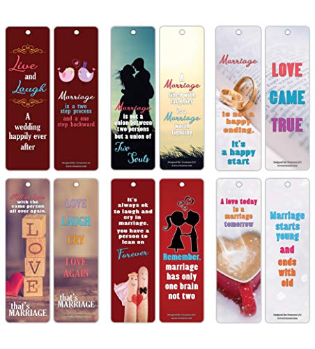 Creanoso Happy Quote Sayings Marriage Bookmarks (30-Pack) Ã¢â‚¬â€œ Inspiring Inspirational Sayings About Married Life Ã¢â‚¬â€œ Stocking Stuffers Gift for Husband, Wife, Spouse, Couple Ã¢â‚¬â€œ Marriage Gifts