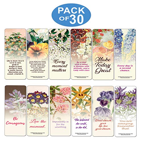 Creanoso Inspirational Sayings Beautiful Floral Bookmark (30-Pack) Ã¢â‚¬â€œ Stocking Stuffers Gift for Men & Women, Teens Ã¢â‚¬â€œ Awesome Bookmark Collection Ã¢â‚¬â€œ Book Reading Rewards Incentives Ã¢â‚¬â€œ Page Binder