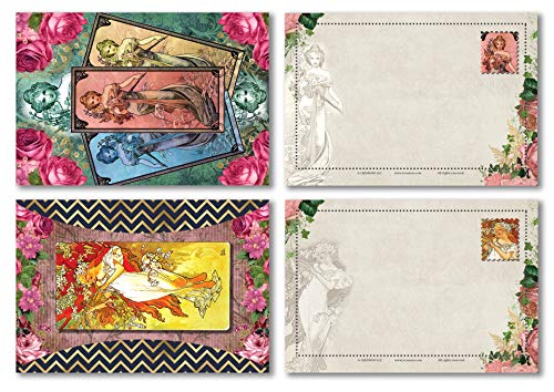 Creanoso Inspiring Alphonse Mucha Art Nouveau Postcards (36-Pack) â€“ Motivational Art Drawing Travel Cards Stocking Stuffers Gifts for Art Lovers, Artists, Men, Women, Teens â€“ Stocking Stuffers Pack