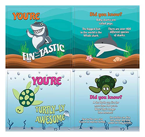 Creanoso Under the Sea Stickers for Kids (20-Sheet) â€“ Cool Gift Rewards and Incentives for Boys, Girls â€“ Awesome Fun Sea Creatures Facts Educational Sticky Note Cards â€“ School Classroom Incentives