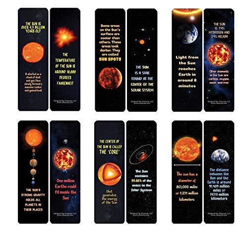 Creanoso Fun Sun Facts Bookmarks (30-Pack) - Classroom Reward Incentives for Students and Children - Stocking Stuffers Party Favors & Giveaways for Teens & Adults
