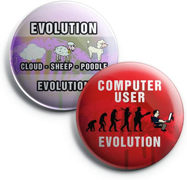 Funny Evolution Button Pins (1-Set X 10 Buttons)