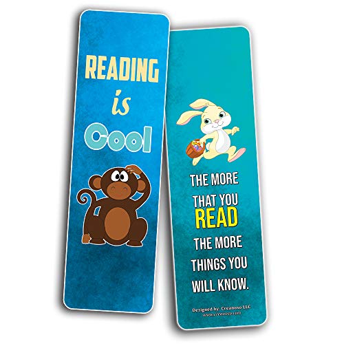 Creanoso Animal Theme Reading Bookmarks for Kids (30-Pack) Ã¢â‚¬â€œ Six Assorted Quality Bookmarker Cards Bulk Set Ã¢â‚¬â€œ Premium Gift for Kids, Boys & Girls Ã¢â‚¬â€œ Stocking Stuffers Gifts for Children Ã¢â‚¬â€œ Fun Reading