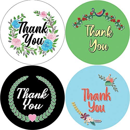 Thank You Stickers (10-Sheet) - 1.5 Round 16 Designs - for Birthdays, Weddings, Giveaways, Bridal Showers and Perfect for Small Business Owner - for Gifts Bags,Envelopes,Bubble mailers& Bags