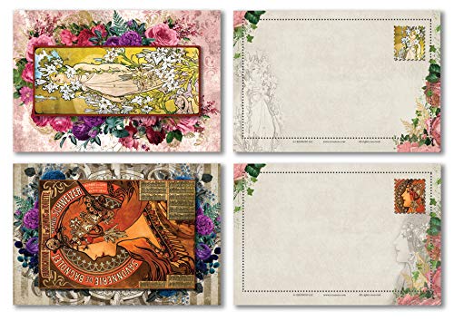 Creanoso Inspiring Alphonse Mucha Art Nouveau Postcards (36-Pack) â€“ Motivational Art Drawing Travel Cards Stocking Stuffers Gifts for Art Lovers, Artists, Men, Women, Teens â€“ Stocking Stuffers Pack