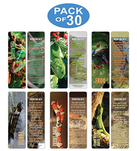 Creanoso Exotic Reptile Bookmarker Cards (30-Pack) Ã¢â‚¬â€œ Stocking Stuffers Gift for Men, Women, Adult, Teens, Boys & Girls Ã¢â‚¬â€œ Party Favors Supplies Ã¢â‚¬â€œ Employee Reward Incentives Ã¢â‚¬â€œ Book Mark Clippers