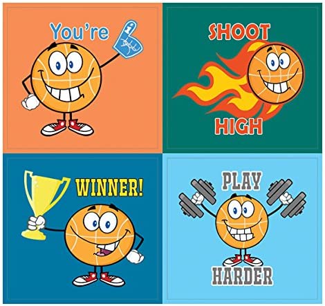 Creanoso Motivational Series Sayings Stickers (Basketball Sport) - 20 Sheets â€“ Positive Encouraging Words Sticky Decal for Boys, Girls, Kids, Teens, Friends â€“ Essential Assorted Collection Set