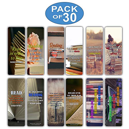 Creanoso Literary Quotations Book Readers Bookmarks (30-Pack) Ã¢â‚¬â€œ Inspirational Famous Quotes for Book Nerds and Bibliophiles Ã¢â‚¬â€œ Essential Bookmarker Collection Set for Men, Women, Adult, Teens