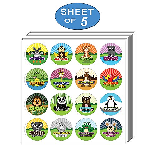 Kids French Reward Stickers Variety Pack (15-Sheet)