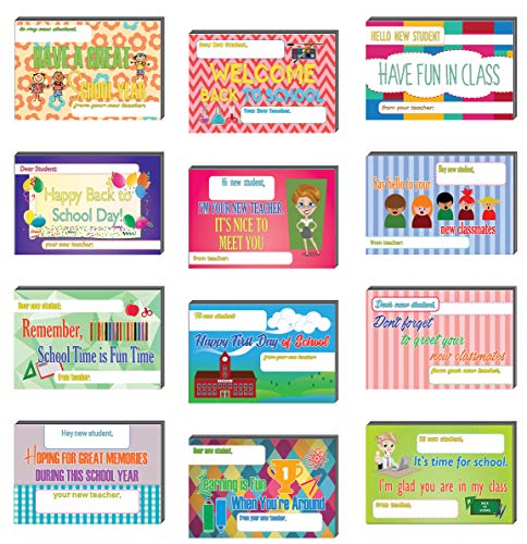 Creanoso Appreciate School Day Positive Postcards (60-Pack) â€“ Unique Inspirational Note Card Bulks Assorted Pack â€“ Cool Giveaways for Teachers to Students â€“ Back to School Days Greeting Cards