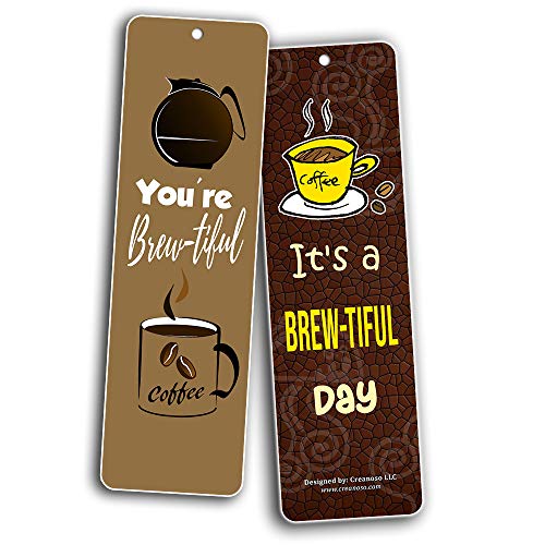 Creanoso Powerful Coffee Sayings Quotes Series II Awesome Bookmarks Gift (60-Pack) ÃƒÂ¢Ã¢â€šÂ¬Ã¢â‚¬Å“ Six Assorted Quality Bookmarks Bulk Set ÃƒÂ¢Ã¢â€šÂ¬Ã¢â‚¬Å“ Premium Gift for Baristas Coffee Drinkers Lovers Cafeteria Decal