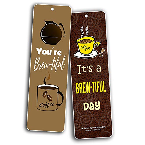Creanoso Powerful Coffee Sayings Quotes Series II Awesome Bookmarks Gift (60-Pack) ÃƒÂ¢Ã¢â€šÂ¬Ã¢â‚¬Å“ Six Assorted Quality Bookmarks Bulk Set ÃƒÂ¢Ã¢â€šÂ¬Ã¢â‚¬Å“ Premium Gift for Baristas Coffee Drinkers Lovers Cafeteria Decal