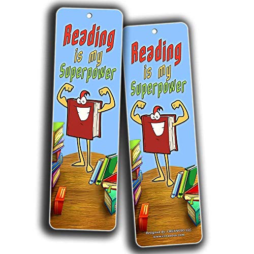 Creanoso Kids Reading Bookmarks Cards (12-Pack) - Excellent Reading Rewards and Incentive for Young Readers Kids Boys and Girls - Stocking Stuffers