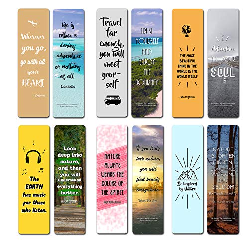 Creanoso Inspirational Travel & Nature Quotes Bookmarks (60-Pack) ÃƒÂ¢Ã¢â€šÂ¬Ã¢â‚¬Å“ Awesome Bookmarks for Travelers, Tourists Adult Men & Women, Teens ÃƒÂ¢Ã¢â€šÂ¬Ã¢â‚¬Å“ Travel Giveaways ÃƒÂ¢Ã¢â€šÂ¬Ã¢â‚¬Å“ Corporate Rewards Incentives