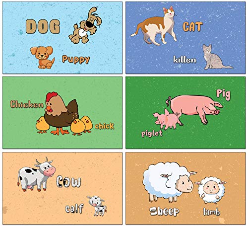 Animals Alphabet Flash Cards for Children (52-Pack - 26 cards with front and back designs x 2 sets)