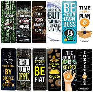 Funny Cryptocurrency Bookmarks Cards (2-Sets X 6 Cards)