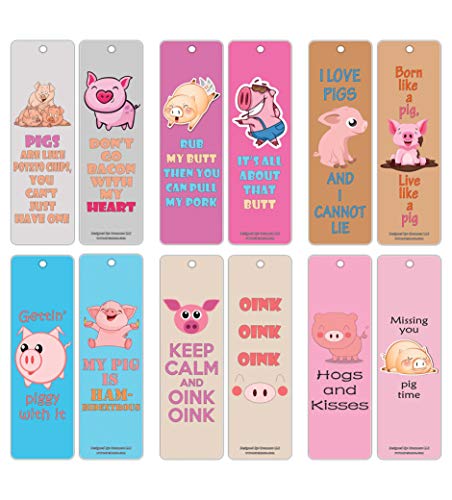 Creanoso Cute Pig Bookmarks (30-Pack) Ã¢â‚¬â€œ Funny and Cute Sayings About Pigs Bookmarkers Card Bulk Set Ã¢â‚¬â€œ Premium Quality Cards Ã¢â‚¬â€œ Stocking Stuffers Gift for Young Animal Lovers, Boys, Girls, Teens