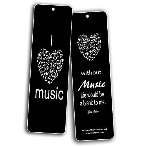 Creanoso Inspiring Music Quotes Bookmarks (30-Pack) Ã¢â‚¬â€œ Motivational Encouraging Quotes Ã¢â‚¬â€œ Great Musical Giveaways Gift Tokens for Musicians Guitarists - Positive Music Sayings for Men Women Teens