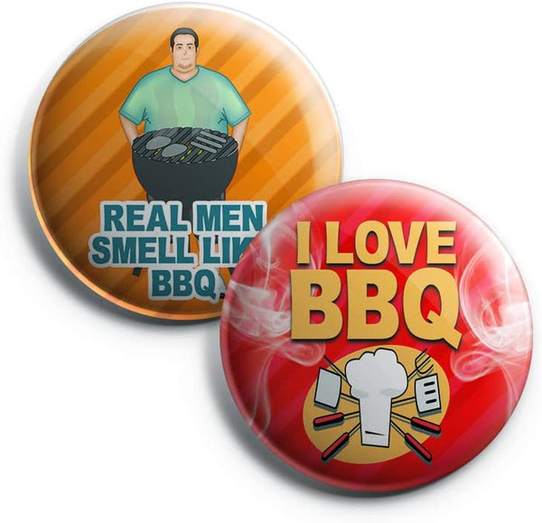 Creanoso Funny Barbecue Sayings Button Pins (1-Set X 10 Buttons) - Stocking Stuffers Premium Quality Gift Ideas for Children, Teens, & Adults - Corporate Giveaways & Party Favors