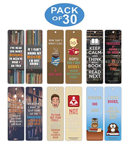 Creanoso Humorous Sayings Bookish Bookmarks for Men & Women (30-Pack) Ã¢â‚¬â€œÃ¢â‚¬â€œ Stocking Stuffers Gift for Bibliophiles, Book Worms, Book Lovers Ã¢â‚¬â€œ Party Supplies Ã¢â‚¬â€œ Book Clubs Reading