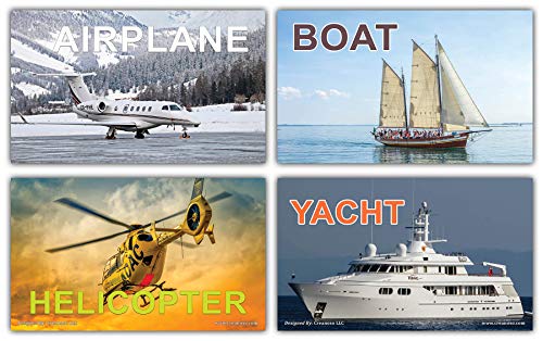Creanoso Basic Transportation Vehicles Learning Flash Cards (60-Pack) â€“ Assorted Informational Language Mini Card Gift Set for Kids â€“ Unique Classroom Supplies â€“ Teacher Gifts â€“ DIY Kit
