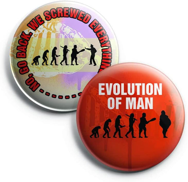 Funny Evolution Button Pins (1-Set X 10 Buttons)