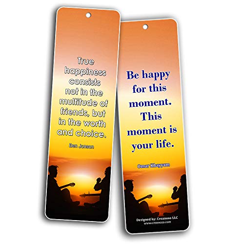 Creanoso True Happiness Bookmarks (30-Pack) Ã¢â‚¬â€œ Stocking Stuffers Gift for Men & Women, Teens - Rewards Gifts Ã¢â‚¬â€œ Awesome Bookmark Collection Ã¢â‚¬â€œ Bulk Set Pack Ã¢â‚¬â€œ Inspiring Quote Sayings for Friends