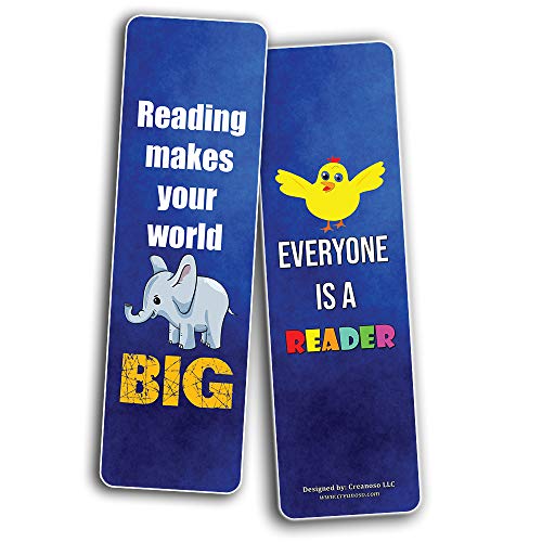Creanoso Animal Theme Reading Bookmarks for Kids (30-Pack) Ã¢â‚¬â€œ Six Assorted Quality Bookmarker Cards Bulk Set Ã¢â‚¬â€œ Premium Gift for Kids, Boys & Girls Ã¢â‚¬â€œ Stocking Stuffers Gifts for Children Ã¢â‚¬â€œ Fun Reading