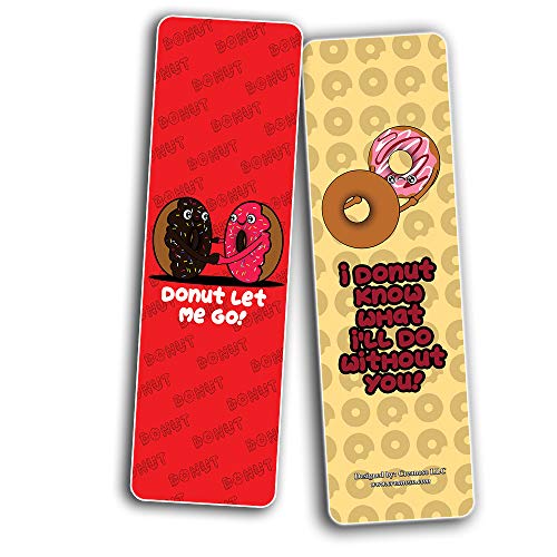 Funny Donuts Sayings Bookmarks (60-Pack) - Premium Quality Design Perfect Gift for Bibliophiles - Stocking Stuffers Gift Ideas for Boys and Girls