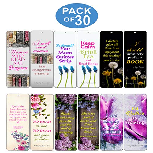Creanoso Floral Inspirational Quotes Reading Bookmarks for Women (30-Pack) Ã¢â‚¬â€œ Reader Gifts for Female Readers Ã¢â‚¬â€œ Stocking Stuffers Gift for Women, Ladies, Girls
