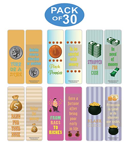 Creanoso Business Money Idioms Bookmarks (30-Pack) Ã¢â‚¬â€œ Awesome Idiomatic Expressions Book Page Clipper Ã¢â‚¬â€œ Employee Giveaways Ã¢â‚¬â€œ Corporate Incentives Rewards Motivations Pack Ã¢â‚¬â€œ Men Women