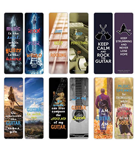 Creanoso Motivational Cards Guitar Bookmark Gift (60-Pack) ÃƒÂ¢Ã¢â€šÂ¬Ã¢â‚¬Å“ Six Assorted Quality Bookmarks Bulk Set ÃƒÂ¢Ã¢â€šÂ¬Ã¢â‚¬Å“ Premium Musician Gift Set ÃƒÂ¢Ã¢â€šÂ¬Ã¢â‚¬Å“ Music Party Supply