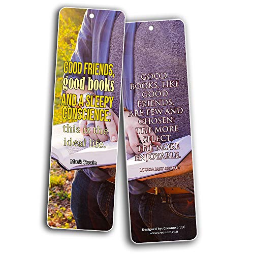 Creanoso Inspiring Literary Quote Sayings Avid Readers Bookmarks (30-Pack) Ã¢â‚¬â€œ Stocking Stuffers Gift for Bibliophiles, Book Worms, Book Lovers, Young Professionals Ã¢â‚¬â€œ Party Supplies Ã¢â‚¬â€œ Book Club Readers