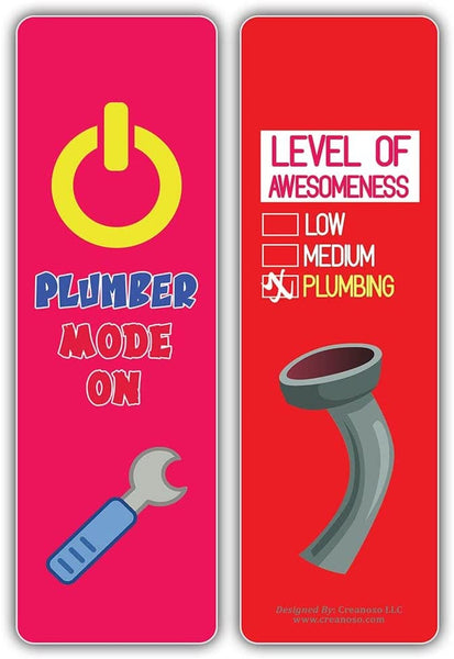 Creanoso I am a Plumber Bookmarks (2-Sets X 6 Cards) â€“ Daily Inspirational Card Set â€“ Interesting Book Page Clippers â€“ Great Gifts for Adults and Teens