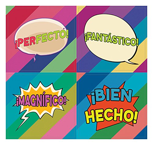 Creanoso Spanish Motivational Rewards Stickers (10-Sheet) â€“ Total 120 pcs (10 X 12pcs) Individual Small Size 2.1 x 2. Inches , Unique Designs DIY Decoration Art Decal for Children