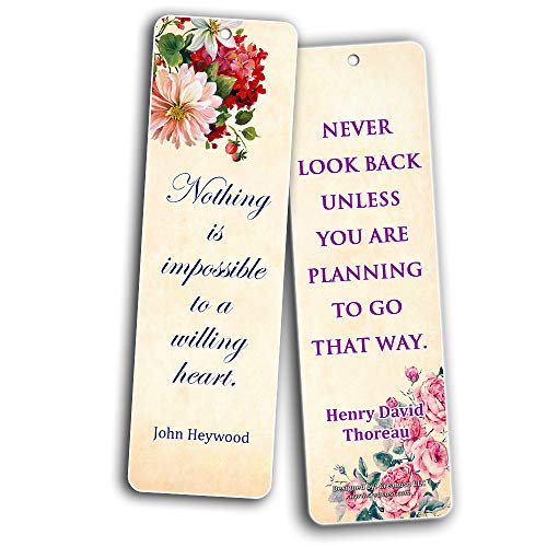 Creanoso Floral Inspirational Motivational Quote Bookmarks (30-Pack) Ã¢â‚¬â€œ Powerful Lady Sayings About Character Ã¢â‚¬â€œ Stocking Stuffers Gift for Women, Ladies, Girls, Wife