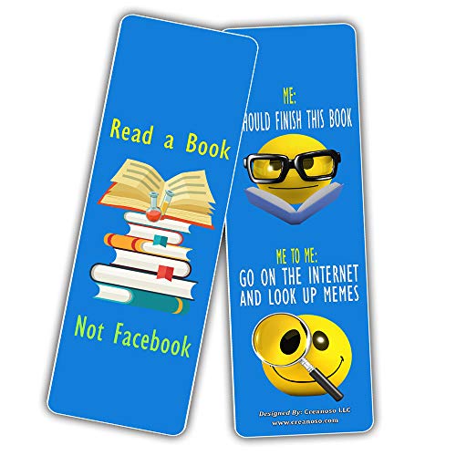 Creanoso Book Lovers Reading Bookmarks (60-Pack) - Inspiring Bookmarker Cards for Bibliophiles - Best Gifts Stocking Stuffers for Him, Her, Boyfriend, Girlfriend, Couple, Men or Women