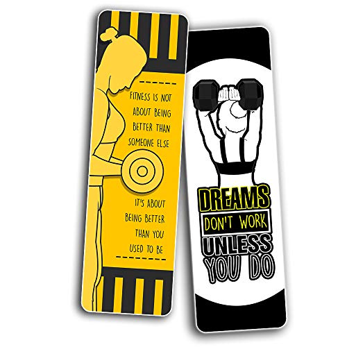 Creanoso Inspirational Sayings Fitness Bookmarks (60-Pack) ÃƒÂ¢Ã¢â€šÂ¬Ã¢â‚¬Å“ Stocking Stuffers Gift for Body Builders, Fitness Athletes, Men, Women ÃƒÂ¢Ã¢â€šÂ¬Ã¢â‚¬Å“ Cool Sports Athletic Giveaways Collection Set ÃƒÂ¢Ã¢â€šÂ¬Ã¢â‚¬Å“ Page Clippers