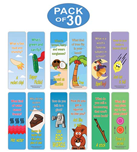 Creanoso Funny Jokes Series 6 Bookmarks Cards (30-Pack) Ã¢â‚¬â€œ Awesome Bookmarks for Boys, Girls, Children, Teens Ã¢â‚¬â€œ Six Assorted Bookmarks Designs Ã¢â‚¬â€œ Book Reading Rewards Ã¢â‚¬â€œ Book Page Clipper