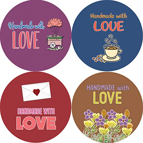 Creanoso Handmade with Love Stickers - Floral (10-Sheet) - Colorful and Unique Designs Perfect for Any Occasions as Gifts, Party Favors, or for Personal Use