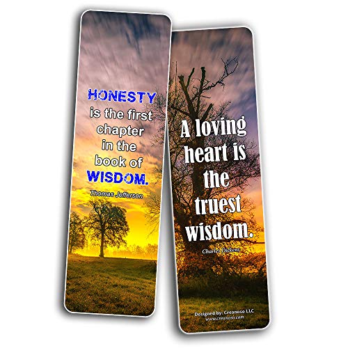 Creanoso Great Quotes to Ponder About Courage Change Wisdom Bookmarks (30-Pack) Ã¢â‚¬â€œ Stocking Stuffers Gift for Men & Women, Teens - Rewards Gifts Ã¢â‚¬â€œ Awesome Bookmark Collection for Bookworms