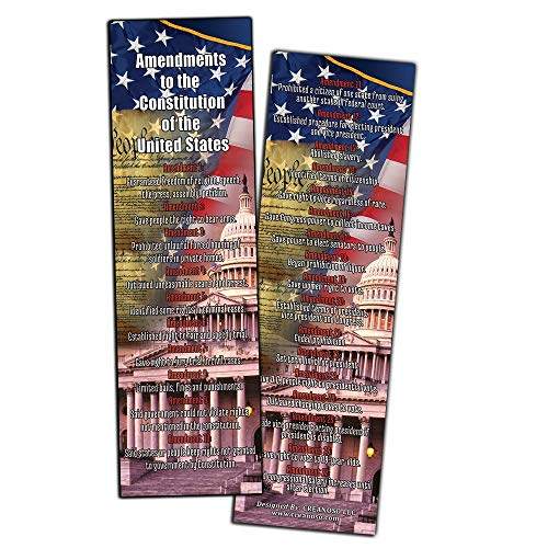 American Patriotic Bookmarks Cards (12-Pack) - States and Capitals - US Presidents Updated - Proud to be an American - Pledge of Allegiance - Constitution Amendments - Page Markers 4th of July Gifts