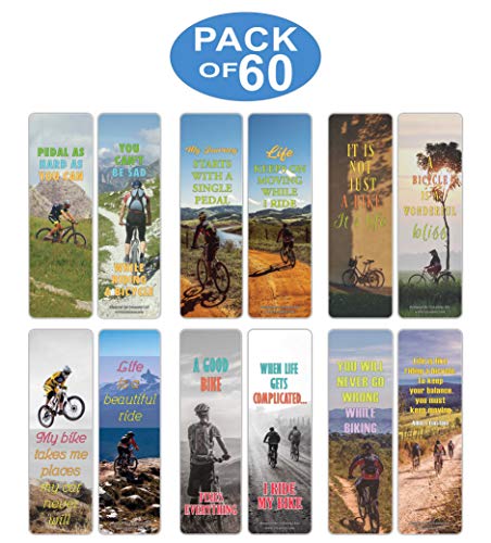 Creanoso Inspiring Sayings Cycling Hobby Bookmarks (60-Pack) ÃƒÂ¢Ã¢â€šÂ¬Ã¢â‚¬Å“ Giveaways Cards Bulk Set ÃƒÂ¢Ã¢â€šÂ¬Ã¢â‚¬Å“ Premium Gift for Cyclists, Men & Women ÃƒÂ¢Ã¢â€šÂ¬Ã¢â‚¬Å“ Sport Hobbyist Giveaway Ideas ÃƒÂ¢Ã¢â€šÂ¬Ã¢â‚¬Å“ Book Reading Incentives