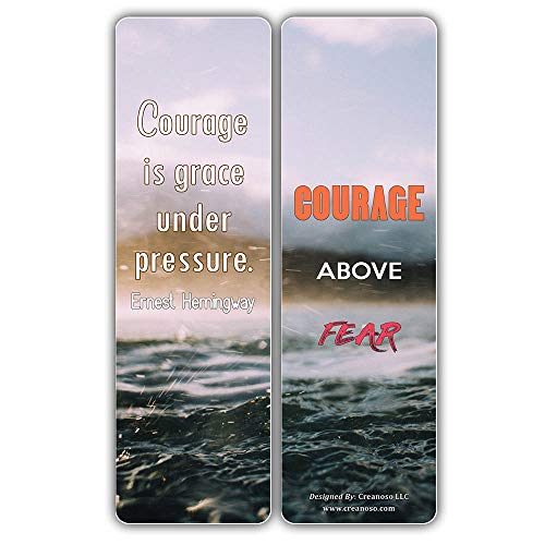 Creanoso Courage Quotes Inspirational Sayings Bookmark Cards (30-Pack) Ã¢â‚¬â€œ Reading Bookmarks Collection Set Ã¢â‚¬â€œ Stocking Stuffers for Men & Women, Teens, Adults